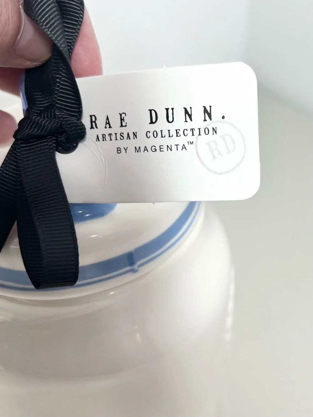 NWT Rae Dunn Blue Accent Cream Ceramic ‘Fresh’ Kitchen Canister